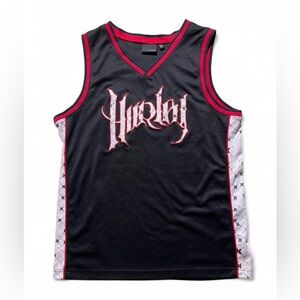 Hurley Black and Red Graphic Sleeveless Top